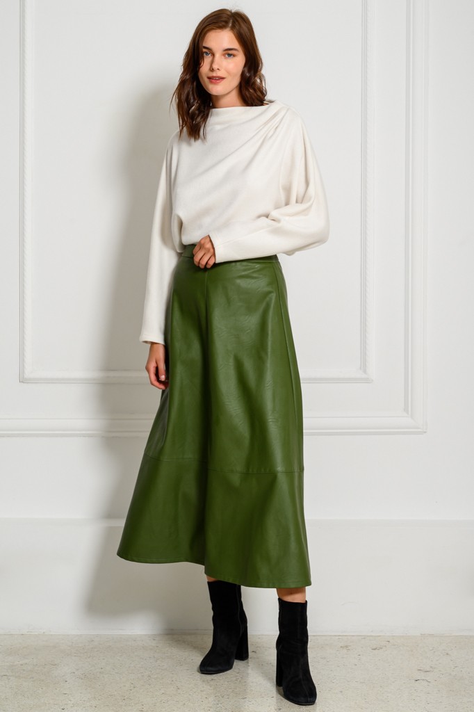Leather look skirt green - women clothes |ckontova | ckontova