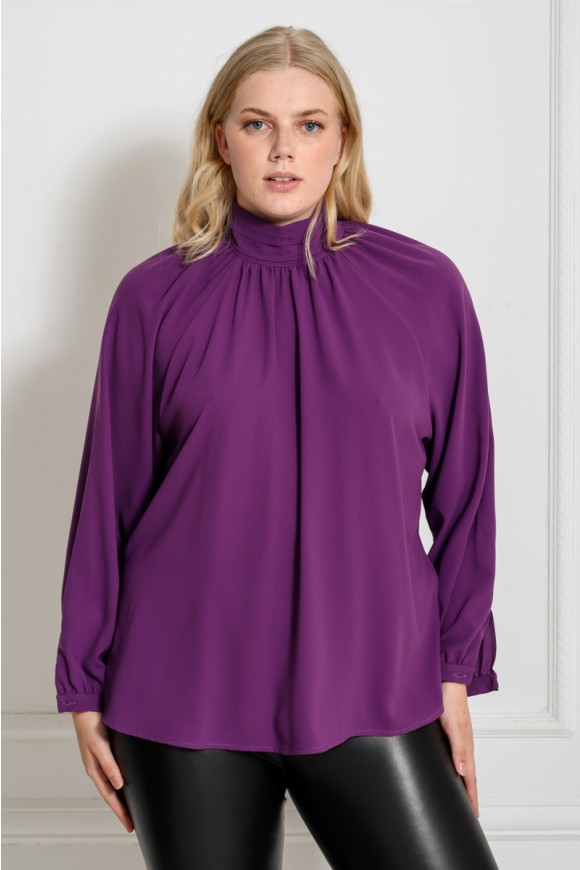 FLARED BLOUSE PURPLE ONE SIZE